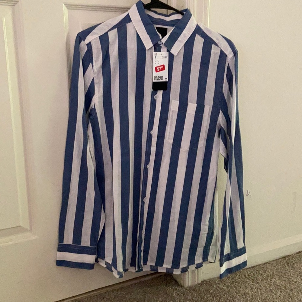 Men’s Blue and white striped shirt